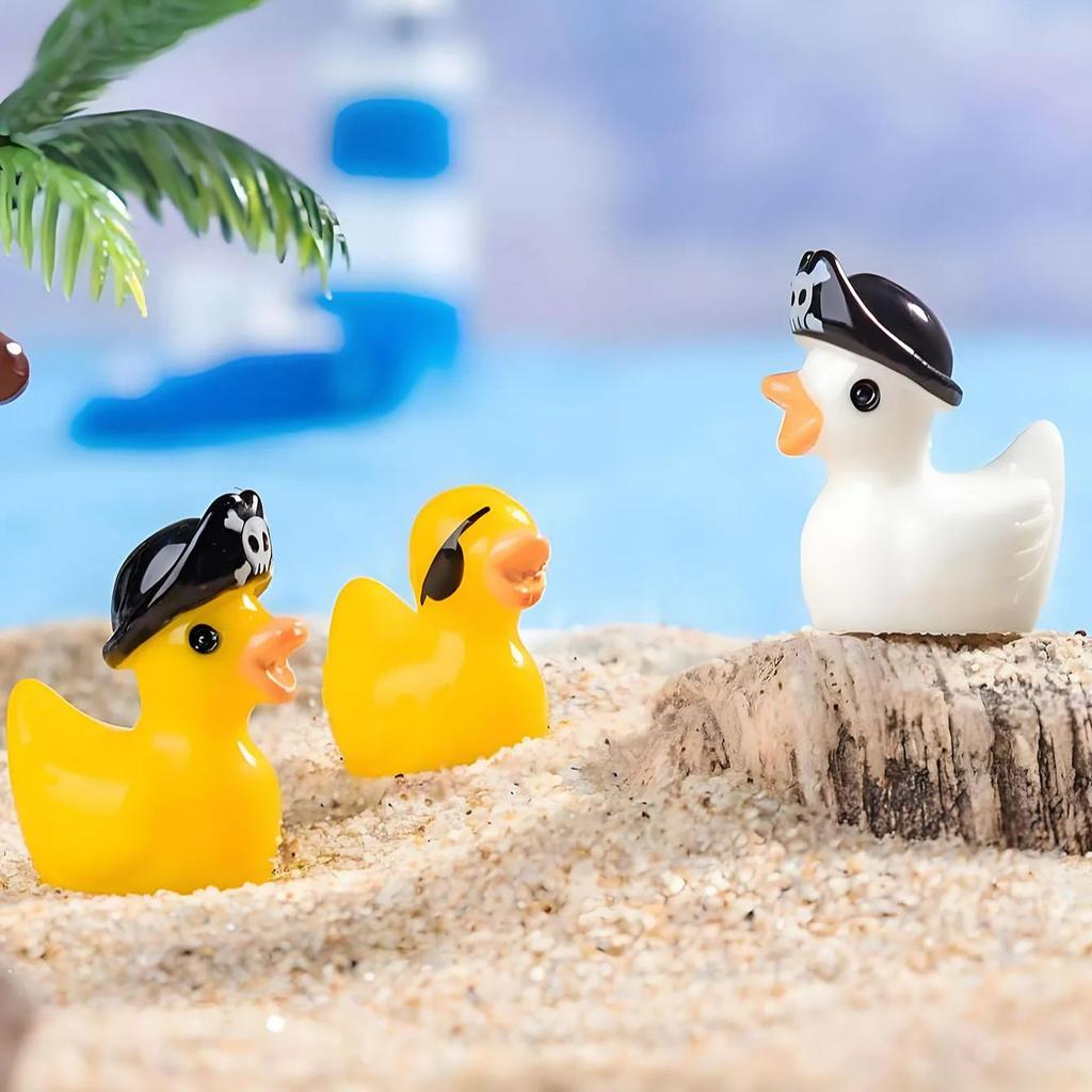 10/20Pcs Mini Resin Pirate Ducks Cute Yellow Duck Tiny Miniature Animals Figures Ornaments For Diy Fairy Garden Decoration