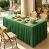 4FT Rectangular Polyester Tablecloth Wrinkle Resistant Table Skirt with Pleated Design for 120x60x75cm Tables Suitable for Event and Banquet Use