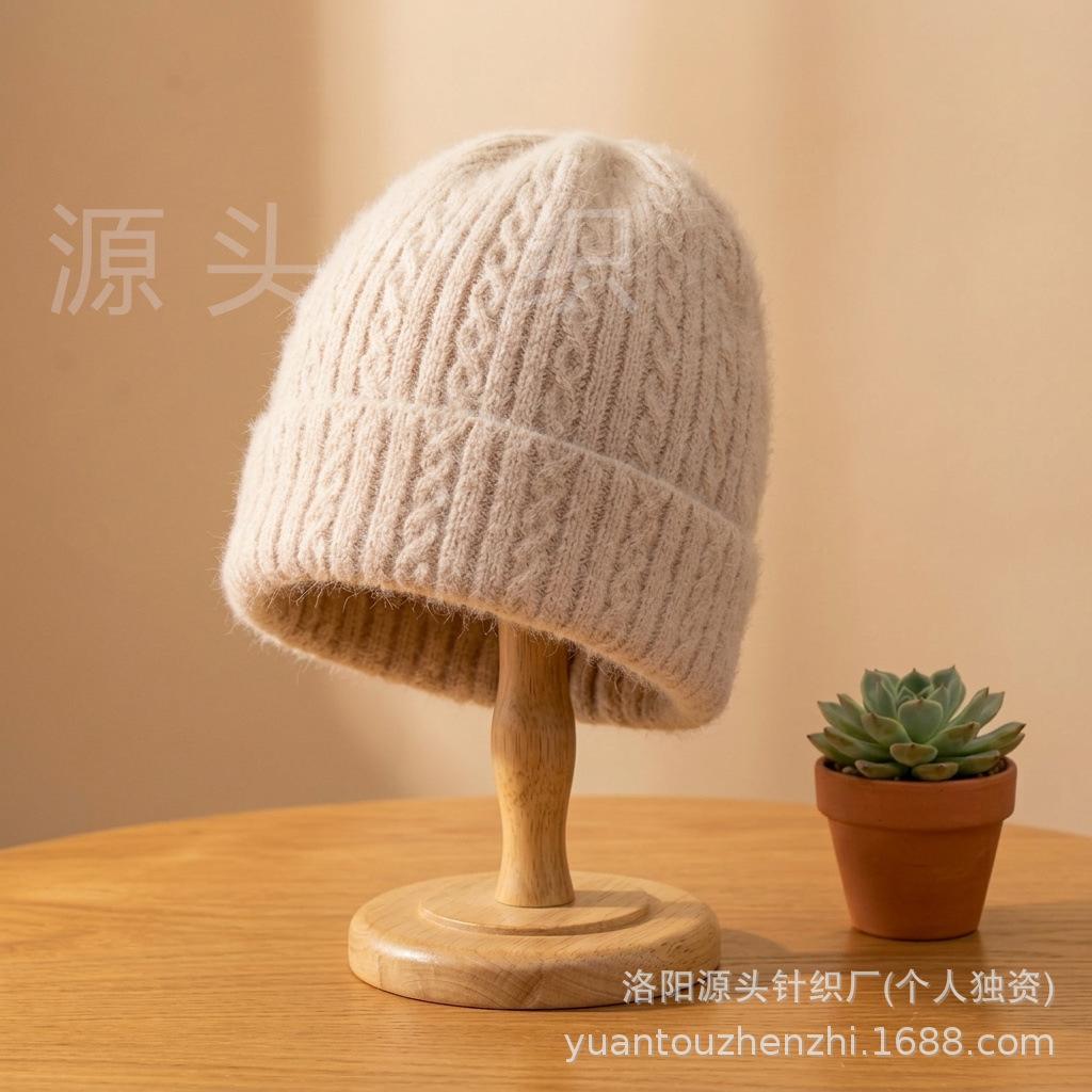Autumn and winter new velvet thickened men's and women's warm windproof and cold wool knitted hat solid color cold hat