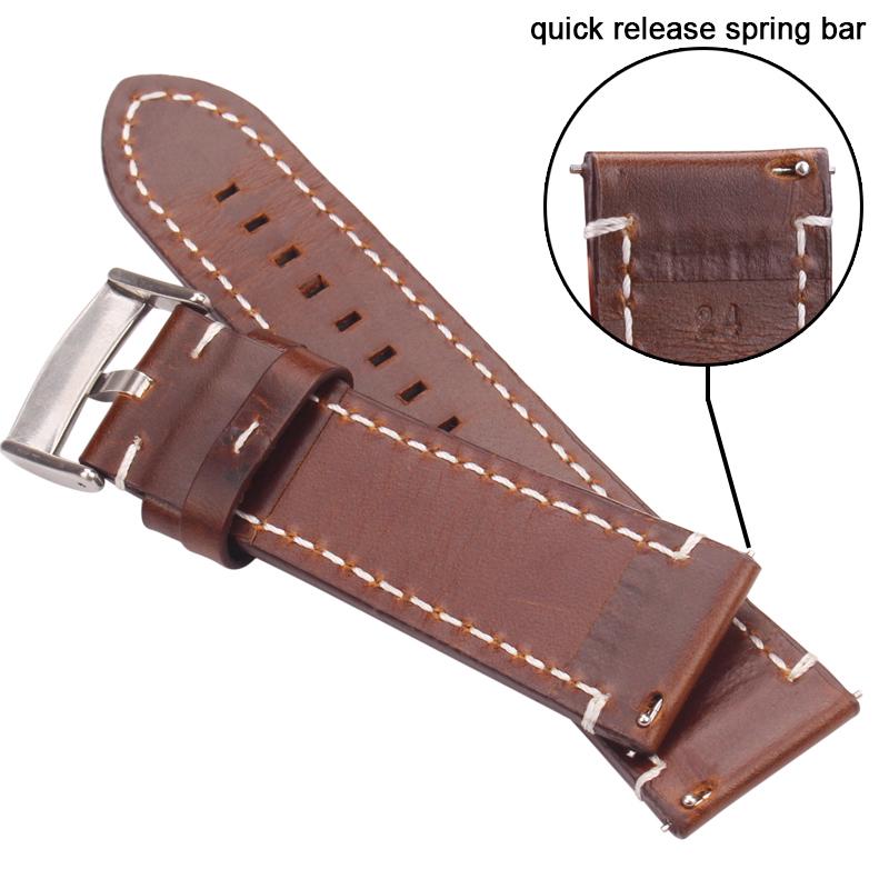 Watchband 18mm 20mm 22mm Genuine Leather Watch Strap Belt Manual Men Thick Brown Black Watchbands Buckle Watches Accessories