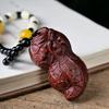 Sandalwood Pixiu Handheld Carved Pendant Ornament - Douyin Craft Gift