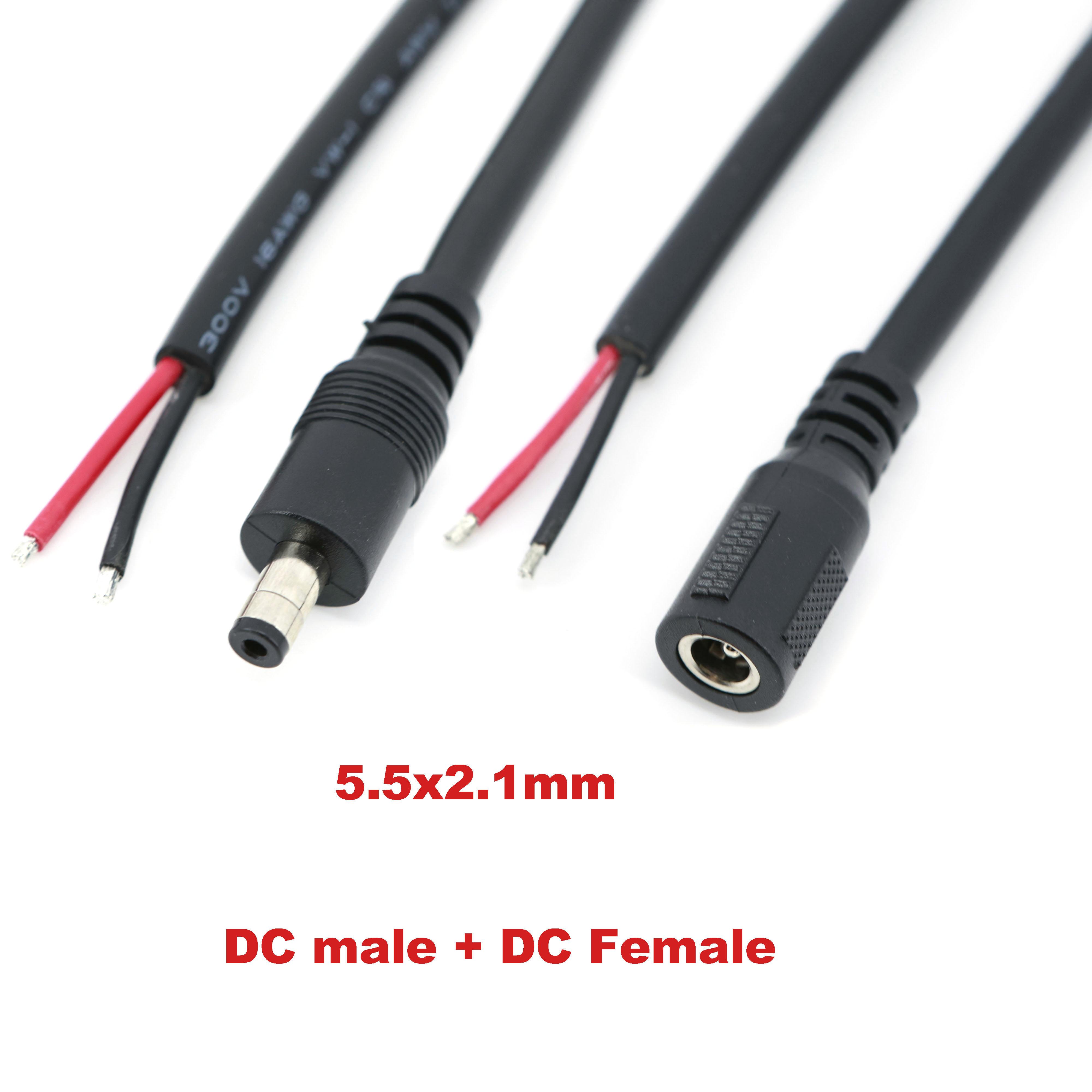 

18cm 12V 16awg DC Male Female Connector power Jack Cable Adapter Plug Supply 10A 5.5x2.1 5.5x2.5MM for CCTV Camera led strip 5521 DC Male Female