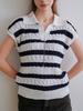 KOOLKITTEN Striped Cable Collar Knit Top 2 Colors