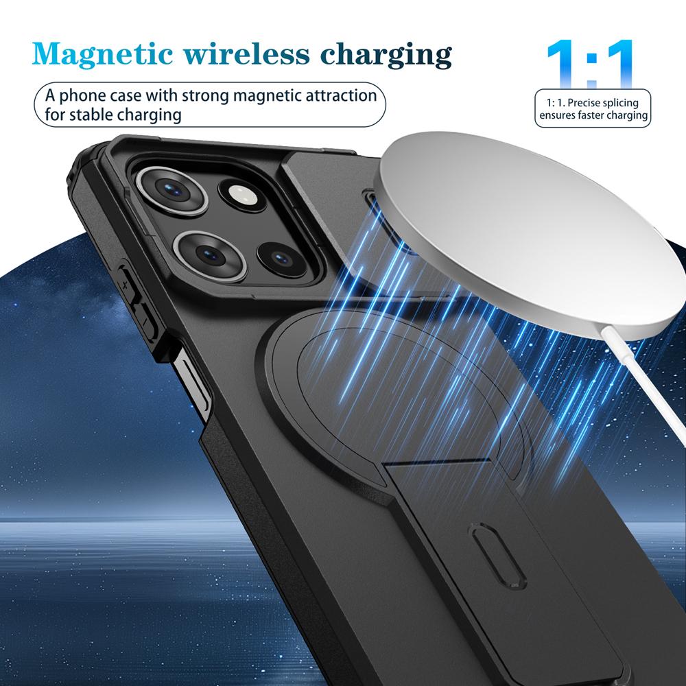 KEYSION Shockproof Armor Magnetic Case for Motorola MOTO G 5G 2025 Slide Camera Protection Kickstand Phone Cover for Edge 2025