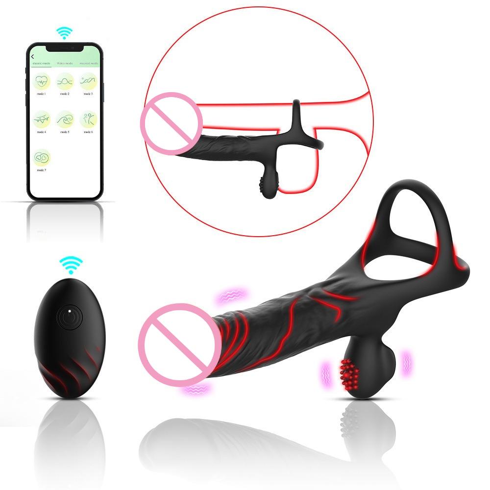 Wearable Vibration Semen Lock Ring Butt Plug Realistic Dildo Anal Prostate Climax Massager Sex Toys Cock Penis Ring Waterproof