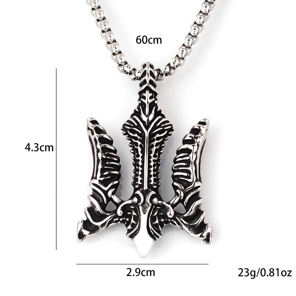 

Кольє Вінтажний Двосторонній Кулон-Якір Тризуб 50CM(Necklace Size) срібний