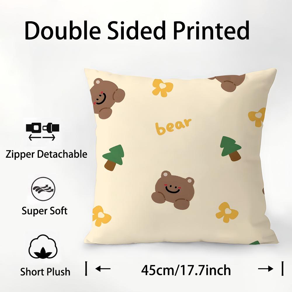 Cartoon Fresh Print Pillow Case Plush Fabric Soft Double Sided Print Sofa Cushion Cover Throw Pillow Covers