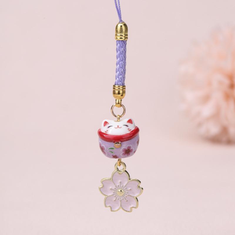 

Керамический Шарф с Цветами Сакуры Счастливый Кот Ремешок для Телефона Брелок Креативный Милый Цветной Бусина Подвеска для Рюкзака Аксессуары