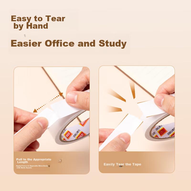 Easy-Tear Cotton Paper Double-Sided Tape, 18mm x 10y (9.1m, roll), Student Supplies, White 8 Rolls, tube, Office Supplies, JL402