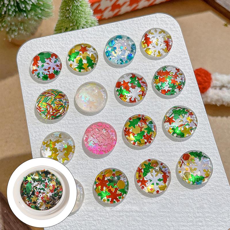 3D Christmas Snowflakes Metal Nail Glitter Sequins Mixed-Design Hollow-Out Snow Flakes 3D Xmas Snowflakes Decor