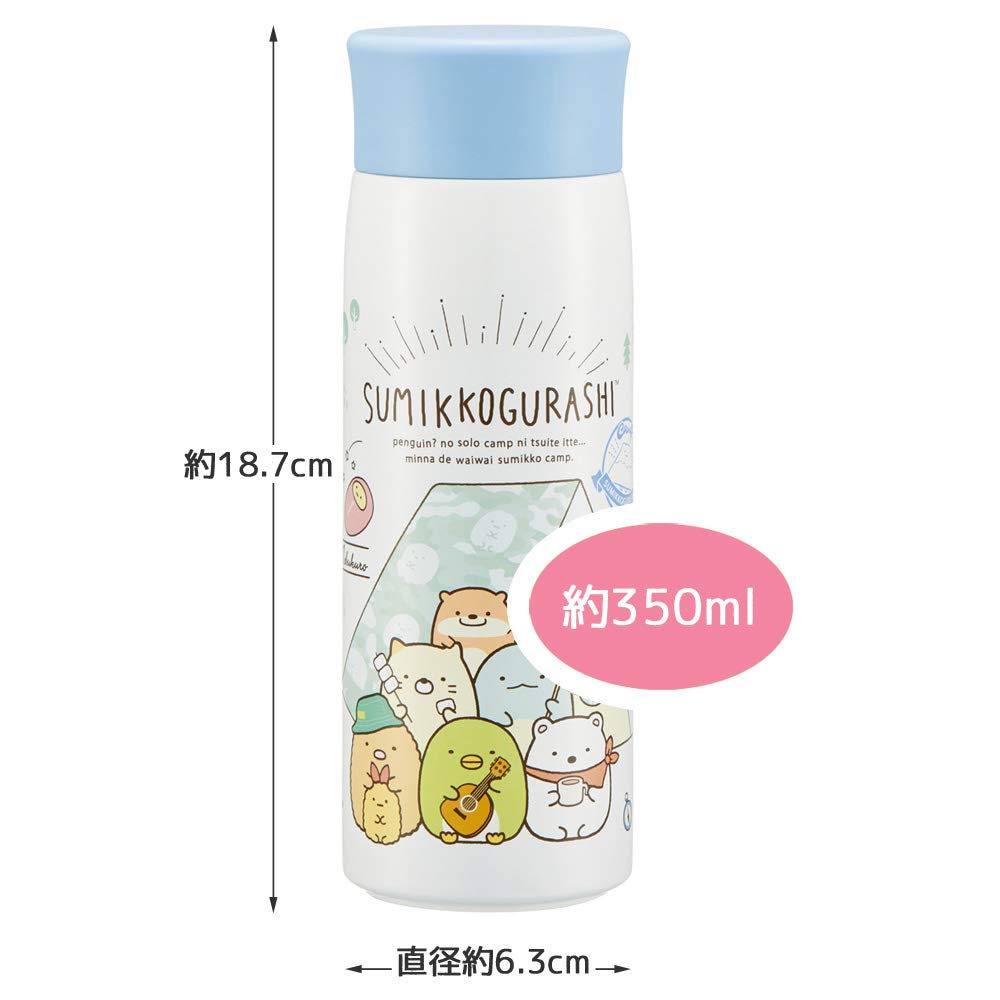 Skater Stainless Steel Insulated Water Bottle Sumikko Gurashi Design Camping (350ml, SMH4) - -