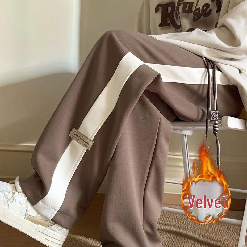 Spring/Summer Plus-Size 2-300 Jin Unisex High-Street Wide-Leg Sweatpants - Casual, Sports-Style, Straight Leg.