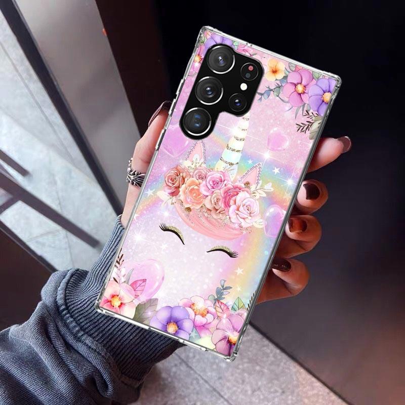 Pink Unicorn Rainbow Phone Case For Samsung Galaxy S23 S24 S25 Edge S26 Ultra S22 + S21 Plus S20 FE Cover Silicone Print Shell G