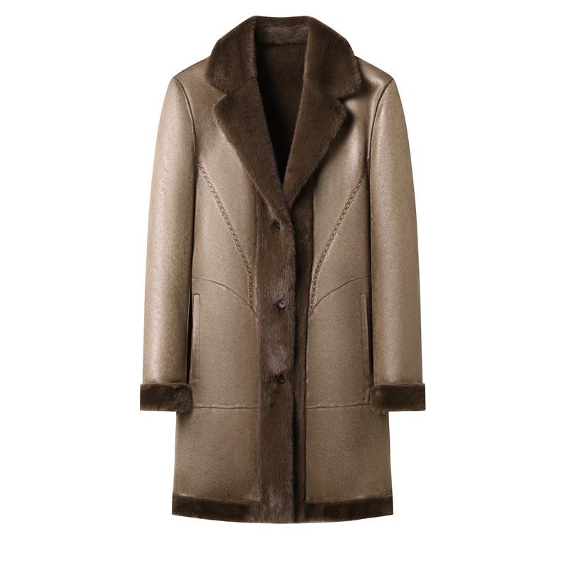 Men's Double-Sided Sable Fur Mid-Length Winter Coat
