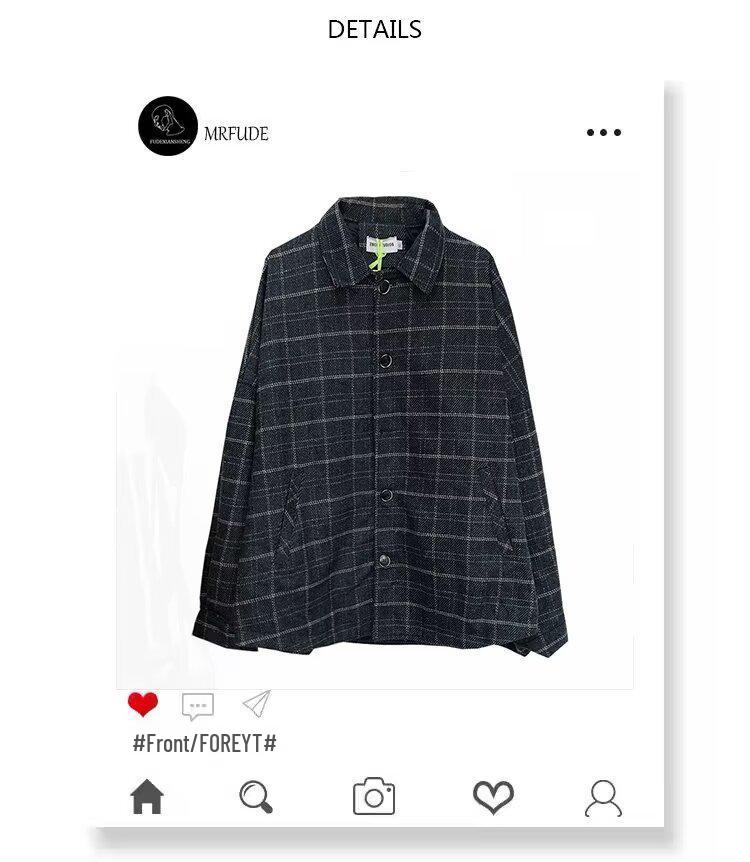 Men's Retro Corduroy Color Block Plaid Jacket - Spring & Autumn Long Sleeve Top