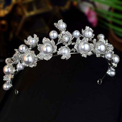European and American Heavy Industry Pearl Crown Shiny Bride Main Wedding Dress Hair Accessories Birthday Party Beauty Pageant Crown High-end