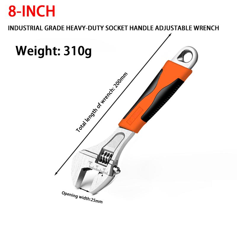 Clé à molette réglable pour galvanoplastie Outil clé réglable Ménager Industriel Anti-blocage Poignée en caoutchouc Clé