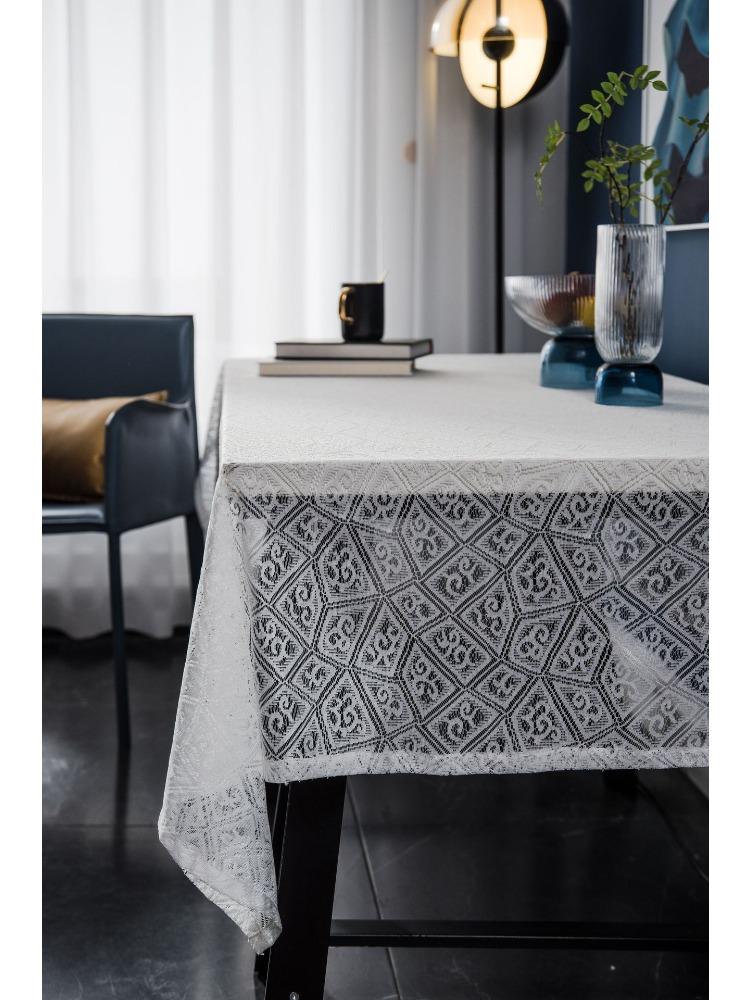 Modern Lace Tablecloth Hollow Decorative Cover Cloth Napkin Coffee Table Village White Jacquard Photo Background Cloth