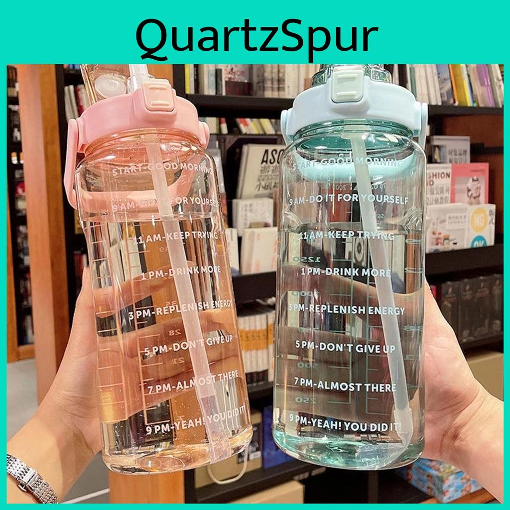 Bottle Water Straw 2l Sports With Stickers Portable Large Capacity Fitness Bike Cup Summer Ice Cold Water Jug With Time Marker