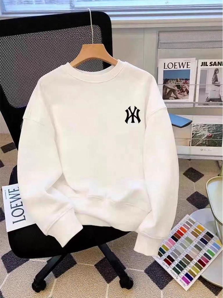 2025 Men’s Plus Velvet Cotton Hoodie – Round Neck, Long Sleeve, Casual Loose Fit, Trendy Base Layer for Autumn/Winter