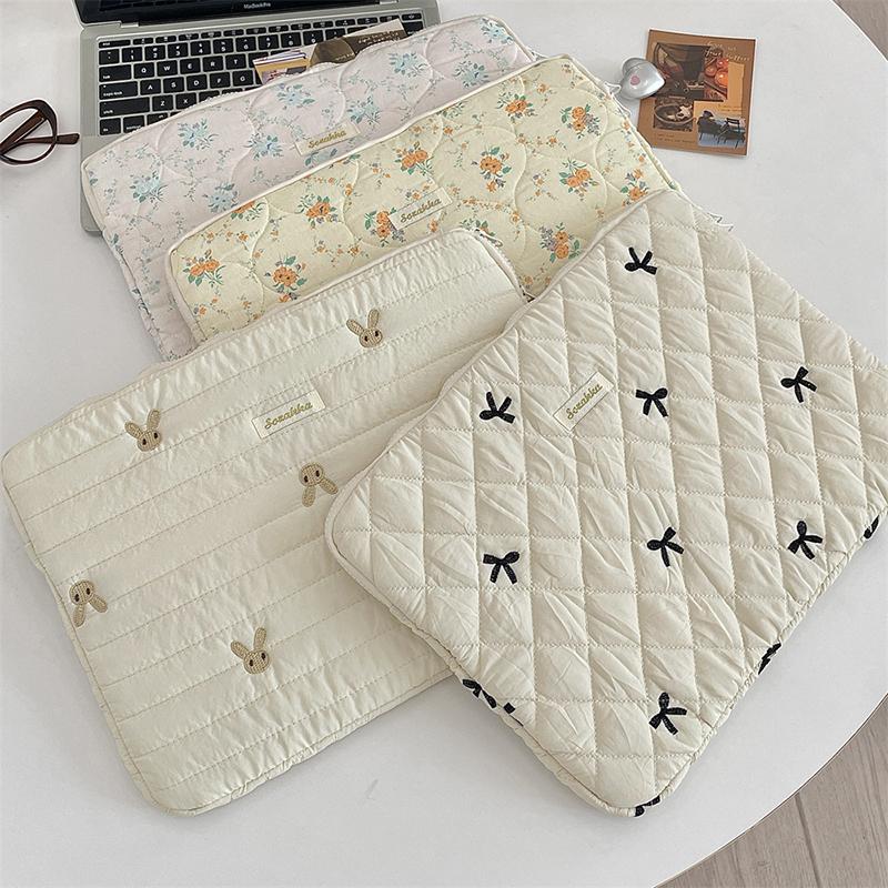 Cute Embroidery Bow Or Floral Graphic Laptop Bag Tablet Sleeve Case 11 13.3 14 15.6 Inch For Tablet Pc Laptop