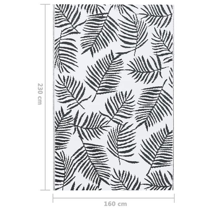 VidaXL Outdoor Rug White and Black 160x230 Cm PP