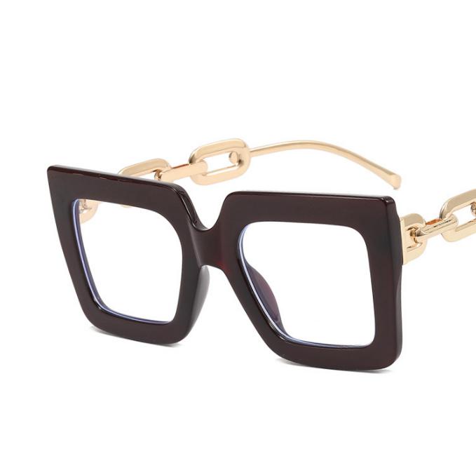 Big Square Chain Frame Clear Lens Glasses Myopia Nerd Spectacles Degree -0.5 -1.0 -2.0 To -6.0 Oversize Hyperopia +0.5 To +6.0