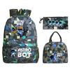 Game Astro bot peripheral printing fashion primary and secondary school students schoolbag three-piece set multi-function large capacity
