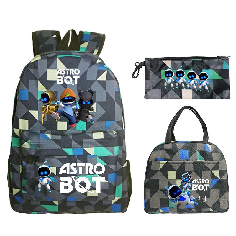 Game Astro bot peripheral printing fashion primary and secondary school students schoolbag three-piece set multi-function large capacity