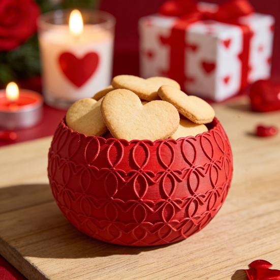 Valentinstag Herzmuster Schale 3D-gedruckt Mehrzweck Süßigkeiten Leckereien Süßigkeiten Aufbewahrungsbehälter Feiertagsparty Dekoration Romantisch