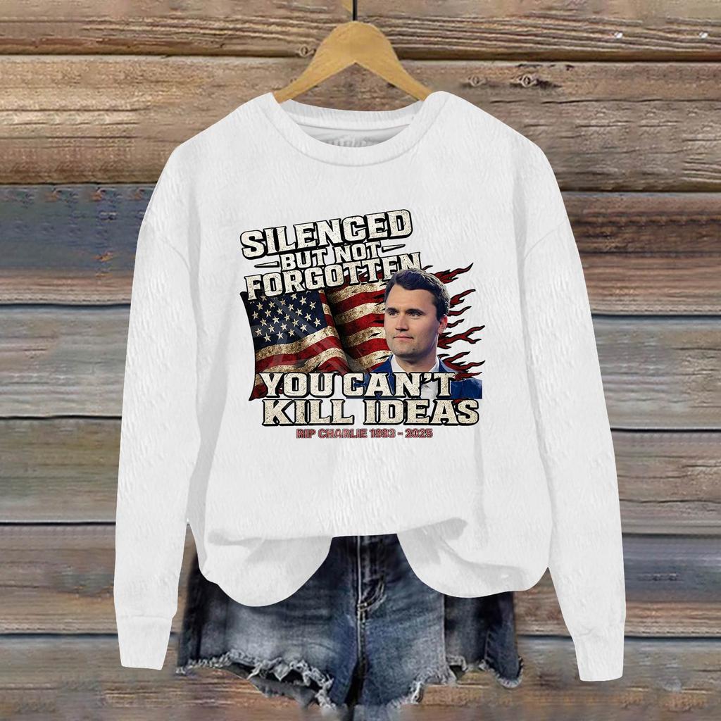 Ladies Fashion Casual Long Sleeve Printed Round Neck  Pullover Top