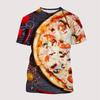 Comida Bacon Pizza Engraçado 3D Impressão Camisetas Verão Homens Mulher Manga Curta Moda Tee Streetwear Harajuku Camiseta Criança Tops Roupas