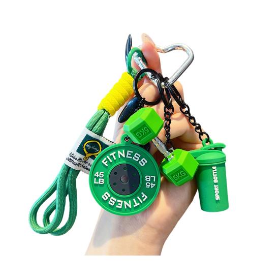 Keychain Pendant Gym-Inspired Design Men Gym Keychain with Dumbbells Kettlebells Fitness Weight Plates Sports Key Holder