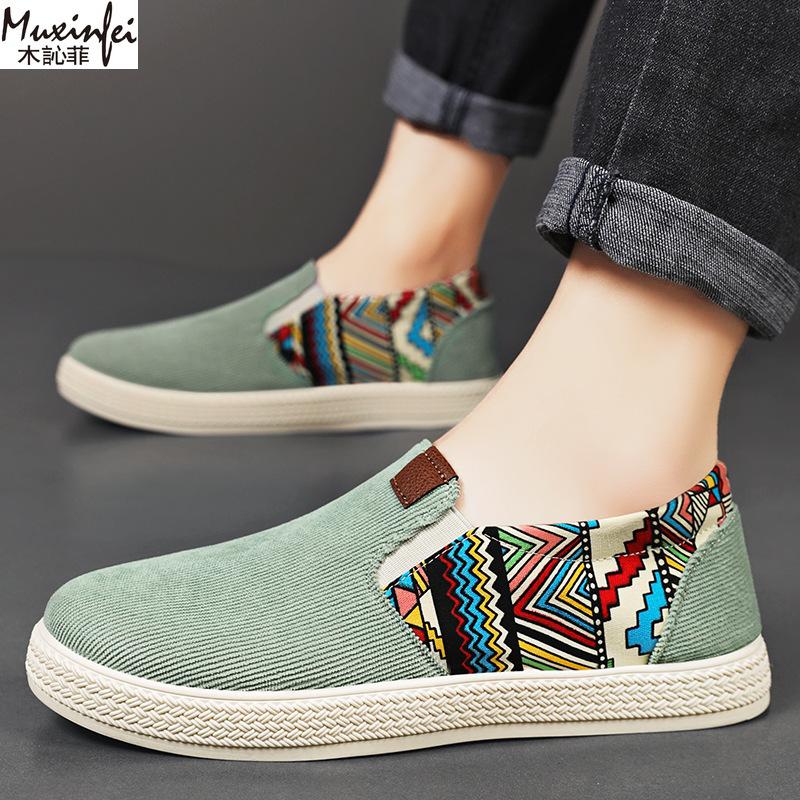Men's Summer Shoes Breathable Canvas Casual Sneakers Men's Single Shoes Ethnic Style Trendy Men's Cloth Shoes Sale