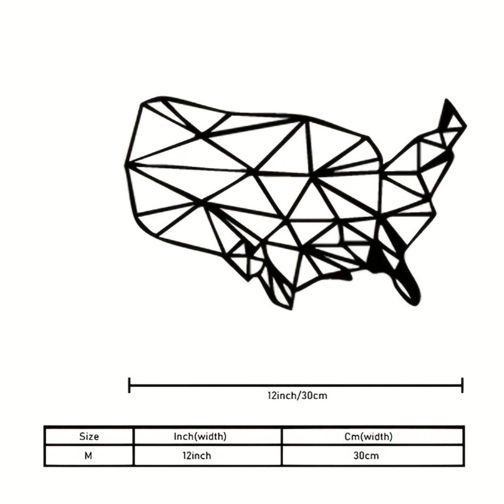 1 Stück Retro USA-Karte Metall Wandkunst Schwarze Geometrische Umrisse, Langlebiges Innen-Außen-Schild für Zuhause Büro Wohnzimmer, Patriotisches Einweihungsgeschenk