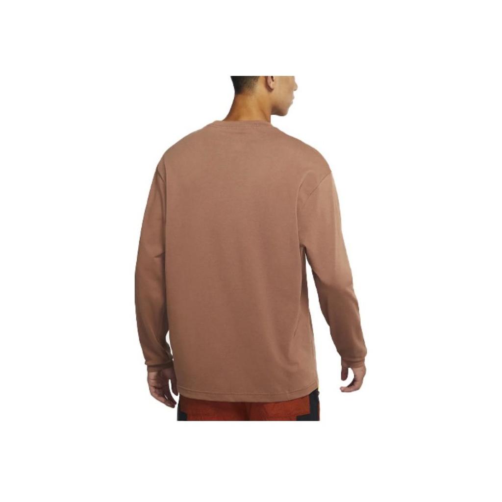 Jordan Flight Essentials Embroidered Lettering Loose Round Neck Long Sleeve T-Shirt Unisex Tops Vintage-Brown DN4428-256