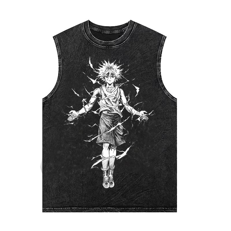 Summer Berserk Anime Punk Vintage Washed Vest Cotton T-Shirt Harajuku Mens Womens Streetwear Sleeveless Tank Top