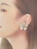 Freshwater Pearl White Flower Moonstone Earrings with Silicone Cover Natural Stone Power Stone A1099 [Cherry]