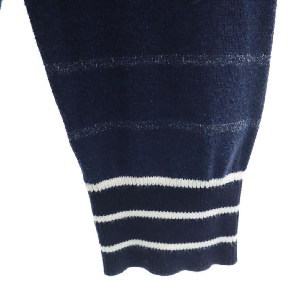 LACOSTE Border Pattern Long sleeve knit Zip jacket M Navy Men's Used