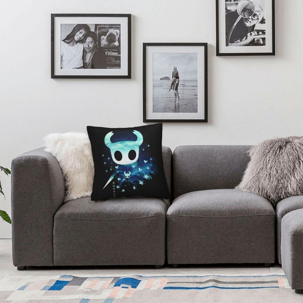 Hollow Knight Silksong Kissenbezug Bedruckter Polyester Kissenbezug Geschenk Überwurf Kissenbezug Wohnzimmer Reißverschluss 40*40cm