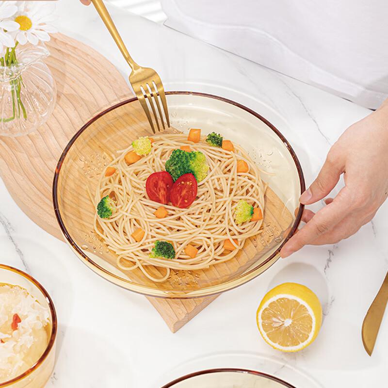 Gao Taibai Yingxue 4-Piece Amber Borosilicate Glass Dinnerware Set