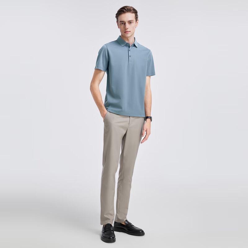 YOUNGOR Men's Summer Business Casual Short Sleeve Polo Shirt