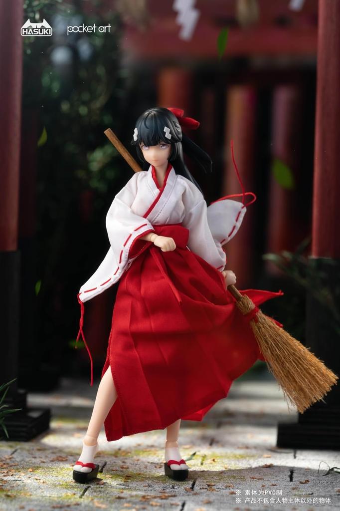 HASUKI POCKET ARTS Série PA005 Exorcistická kněžka Tsubaki měřítko ABS a PVC malovaná akční figurka 1/12 látka,