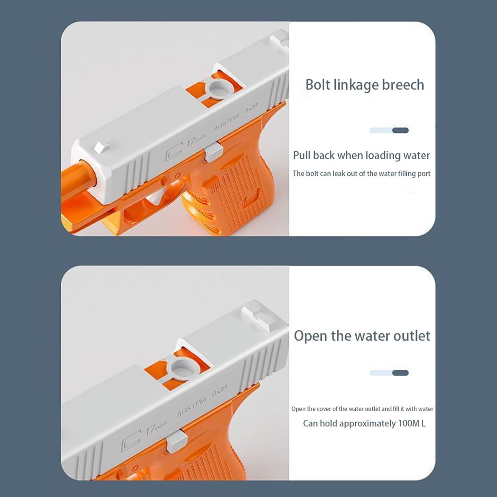 In summer, manually press the water gun to spray water with high pressure and long range, causing continuous water fights indoor