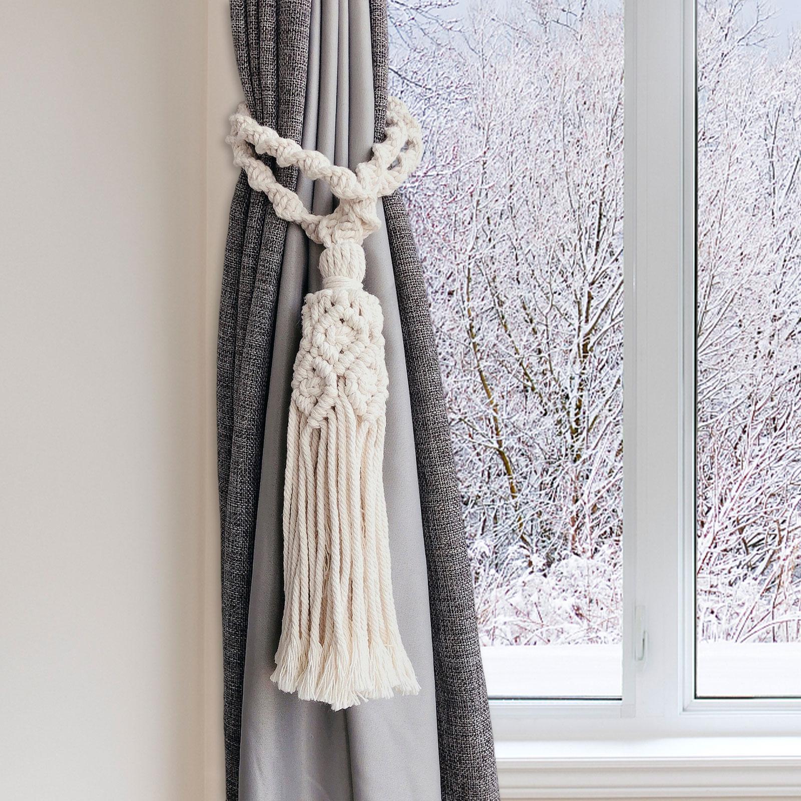 Bohemian Macrame Curtain Tieback Decorative Curtain Holdback Decoration Modern Handwoven Drape Tieback for Village Indoor