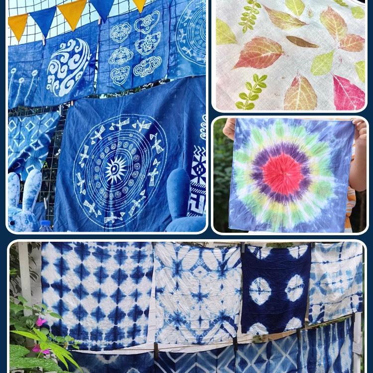 Handmade Tie-Dye Cotton Towel & Hair Tie T-Shirt Set for Kids
