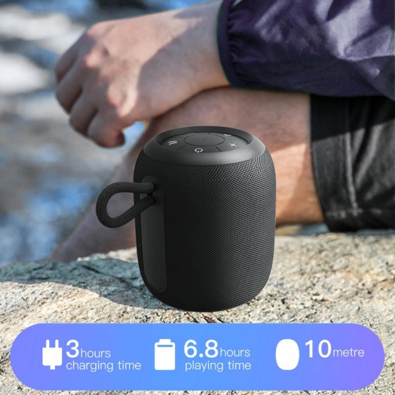 Outdoor Portable Bluetooth-compatible Speaker Waterproof Wireless Speaker with Powerful Bass Lights for Camping Travel Hiking