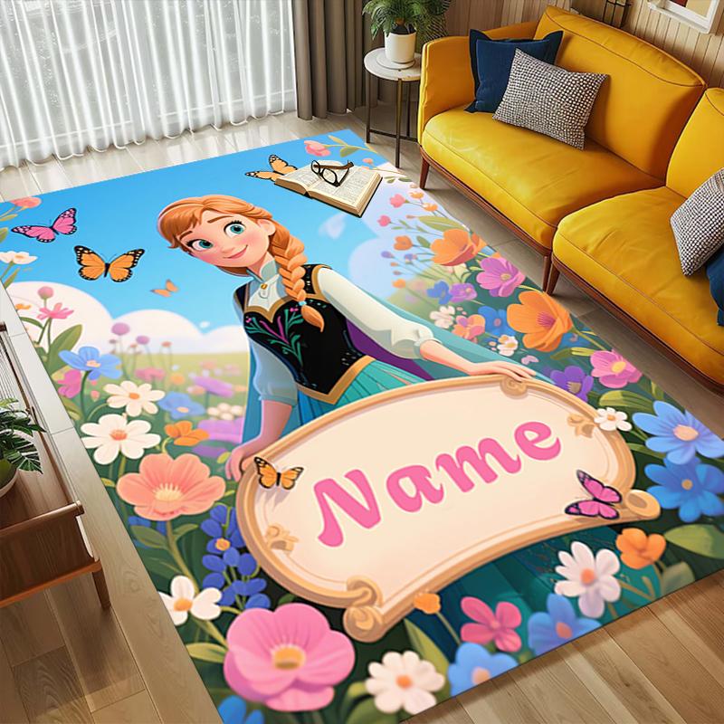 Custom Name Mermaid Garden Living Room Non-Slip Area Rug Soft Carpet for Bedroom Kids Playroom Sofa Office Home Decor Doormat