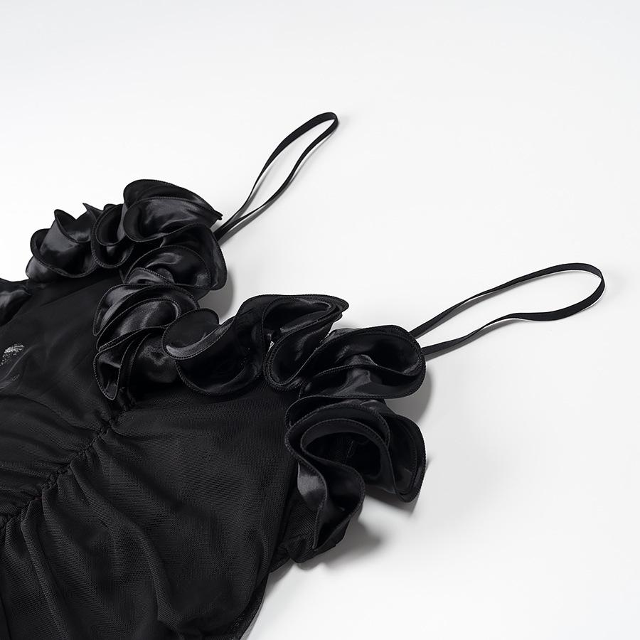 Schwarzes trägerloses gerafftes hochtailliertes Abendkleid - Europäischer und amerikanischer Stil Damen langes Kleid