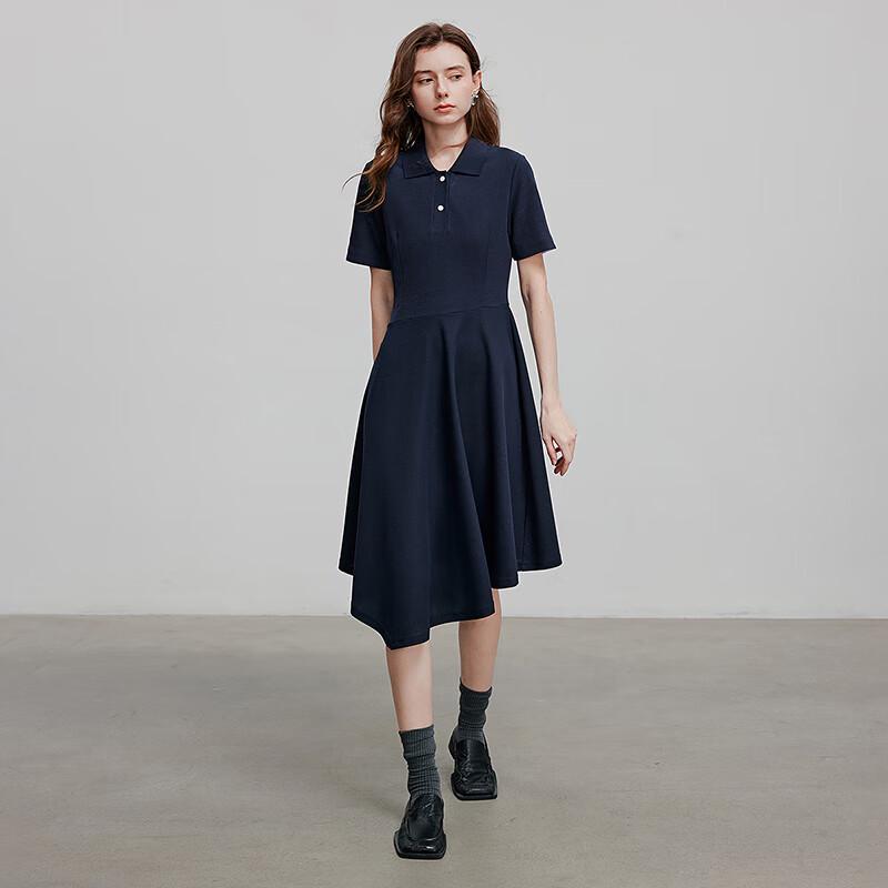 Chuyu Damen Gestreiftes Piqué Polo Midi Kleid